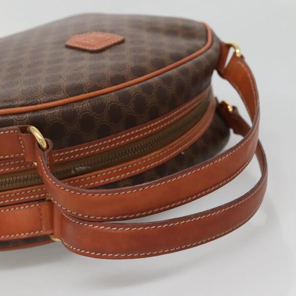 CELINE Macadam Canvas Hand Bag Pvc Leather Brown Gold - Picture 7 of 12